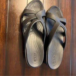 Crocs black wedge slide size 9